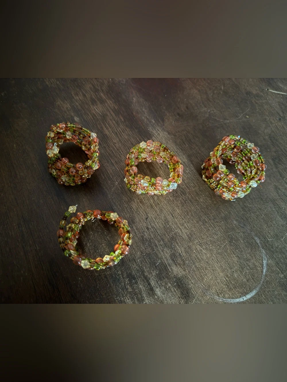 Set of 4 Pier 1 or Crate & Barrel Style Boho Beaded Napkin Rings Holders